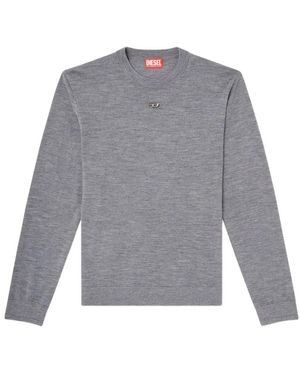 DIESEL Bestickter Logo-Rundhalsausschnitt-Pullover - Grau