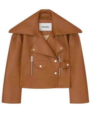 Nanushka Braune bikerjacke mit breitem kragen