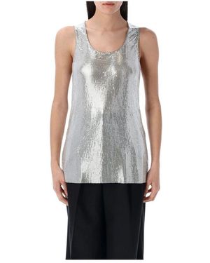 Junya Watanabe Metallic Mesh Tank Top Ärmellos Scoop Neck - Grau