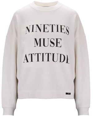 Elisabetta Franchi Cotton Sweatshirt Met Lettering Print - Grijs