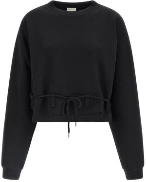 Dries Van Noten Hoodies & Sweatvesten ,Zwart ,Katoen Haserfiela Sweatshirt