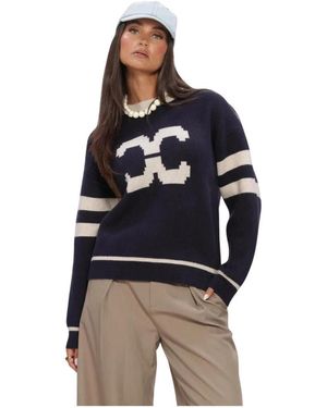 co'couture Truien & Vesten ,Blauw Trui Rowcc Coco Logo Knit Donkerblauw