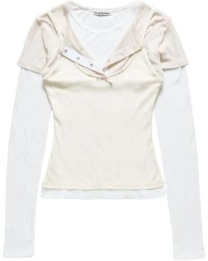 Acne Studios Lange Mouwen T-Shirt Met Gelaagde Strik - Wit