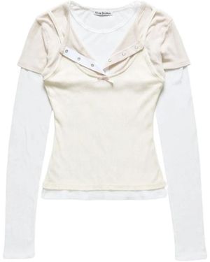 Acne Studios Lange Mouwen T-Shirt Met Gelaagde Strik - Wit