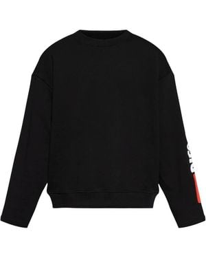 DIESEL Hoodies & Sweatvesten ,Zwart ,Katoen Sweatshirt Met Ronde Hals En Logopatch