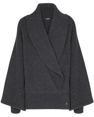 Balmain Oversize-Pullover Mit Wickeloptik - Schwarz