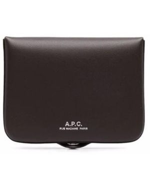 A.P.C. Braune lederbrieftasche mit geprägtem logo - Grau