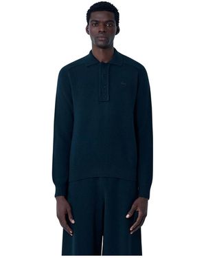 Lacoste Tops ,Zwart ,Wol Logo Motif Polo Trui - Blauw