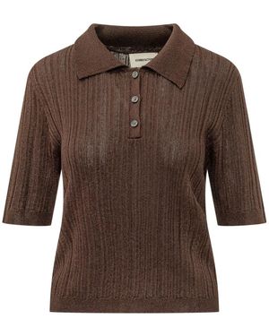 ATOMOFACTORY Tops ,Bruin ,Geribbelde Gebreide Polo