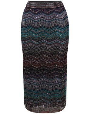 Missoni Rokken ,Veelkleurig ,Pailletten Midi Kokerrok - Grijs