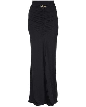 Just Cavalli Zwarte Lurex Midi Rok Met Slang Detail