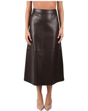 Max Mara Rokken ,Bruin ,Leer A-Lijn Midirok - Zwart