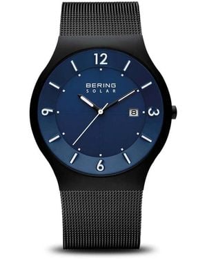 Bering Armbanduhr solar 40 mm saphirglas 5 atm solar armband milanaise 14440-227 - Blau