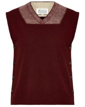 Maison Margiela Truien & Vesten ,Rood ,V-Neck Truien