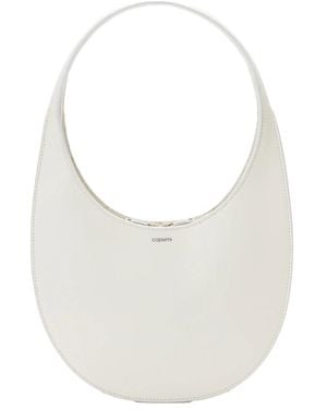 Coperni Tassen ,Wit ,Leer Witte Leren Schoudertas Met Logoprint