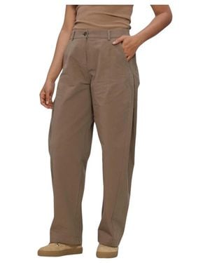 Summum Broeken ,Bruin ,Katoen Broek Barrel Fit Katoen - Naturel