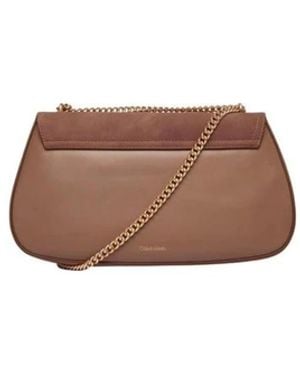 Calvin Klein Tassen ,Bruin ,Schoudertas Met Ketting