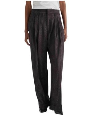 MEIMEIJ Broeken ,Blauw ,Polyester Pinstripe Wijde Broek - Zwart