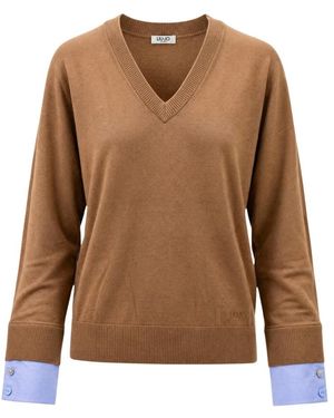 Liu Jo V-Neck Knitwear - Marrone