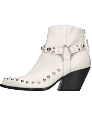 Elena Iachi Texas Wildleder-Stiefeletten Mit Nieten - Weiß