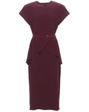 Norma Kamali Kleedjes ,Paars ,Polyester Korte Mouw Midi Jurk