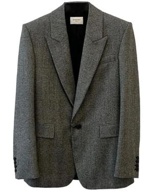 Saint Laurent Checked Single-Breasted Blazer - Black