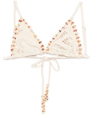 PATBO Beaded Triangle Bikini Top - Naturel