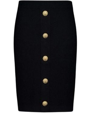 Balmain Tweed Pencil Skirt-Donna - Blu