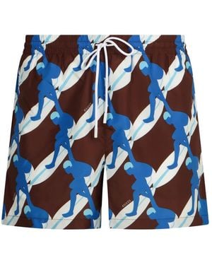 Gucci Badmode ,Veelkleurig ,Polyester Zwemshorts Met Mesh-Voering En Zakken - Blauw