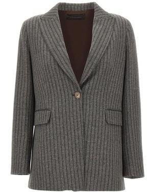 Elena Miro Viscose-Blend Blazer - Grijs