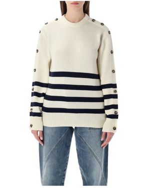JW Anderson Gestreifter Breton-Pullover Mit Knopfärmeln - Blau