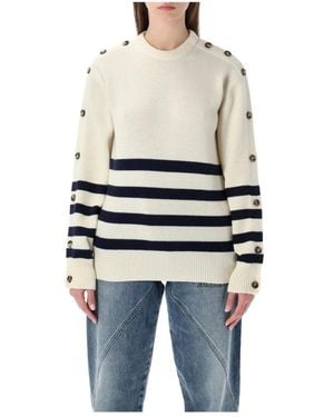 JW Anderson Buttoned Sleeve Breton Jumper - Blauw