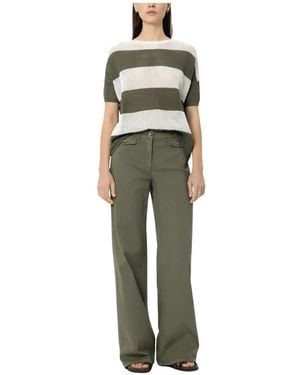 Luisa Cerano Mesh Knit Top Met Streepjespatroon - Groen