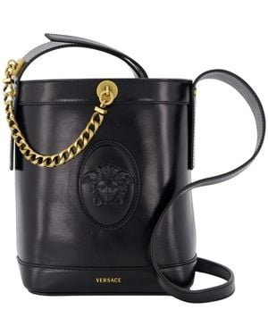 Versace Pivot Mini Leder Beuteltasche - Schwarz