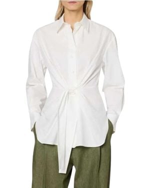 Paul Smith Overhemden ,Wit ,Katoen Katoenen Blouse Met Strikceintuur