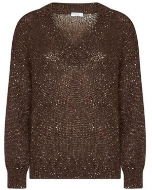 Brunello Cucinelli V-Neck Knitwear - Marrone