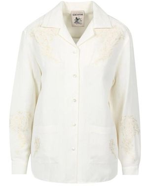 Semicouture Geborduurd Bloemenshirt - Wit