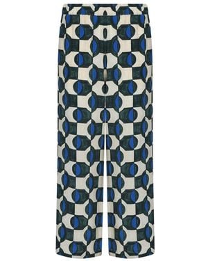 Weekend by Maxmara Broek Van Bedrukte Crêpe De Chine - Blauw