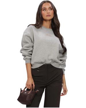 Tommy Hilfiger Hoodies & Sweatvesten ,Grijs ,Katoen Script Fleece Rlx C-Nk Swt