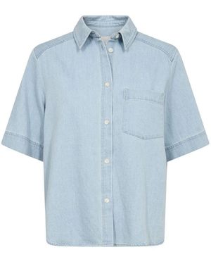 Part Two Denim hemd mit kurzen ärmeln - Blau