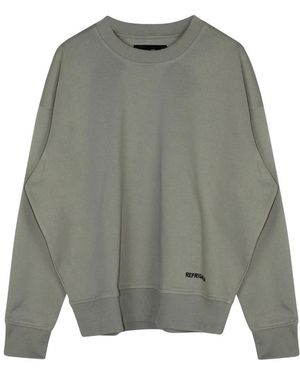 Refrigiwear Grünes Langärmeliges Baumwollfleece-Sweatshirt - Grau