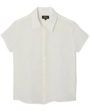 A.P.C. Korte Linnen Blouse - Wit
