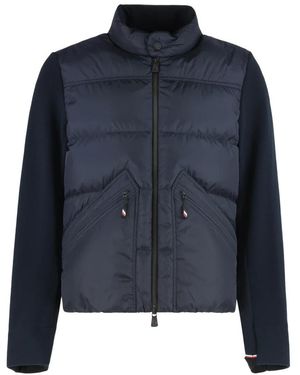 Moncler Wattierte Strickjacke Mit Reißverschluss - Blau