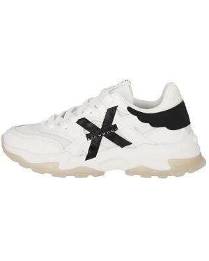 John Richmond Weiße Ledersneaker Mit Großem Logo