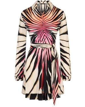 Roberto Cavalli Kleedjes ,Veelkleurig ,Ray Of Paradise Print Mini Dress - Wit