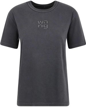 Alexander Wang Tops ,Zwart ,Ss Tee W/ Hotfix Logo - Grijs