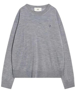 Ami Paris Round-Neck Knitwear - Gris