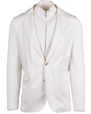 Eleventy Jassen ,Wol Blazer Van Lichte Breistof - Wit