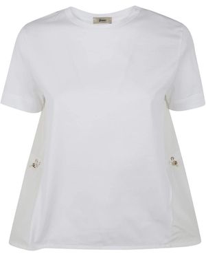 Herno Chic Baumwoll-Jersey & Techno-Taft T-Shirt - Weiß