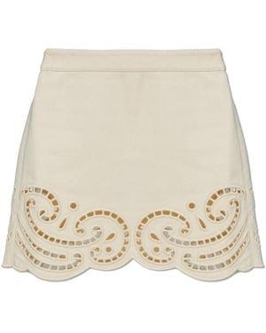 Ulla Johnson Rokken ,Denim Cadiz Eyelet Denim Rok - Naturel